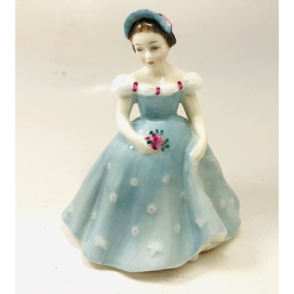 Royal Doulton The Bridesmaid HN2196 Figurine 1959 Blue Dress EUC